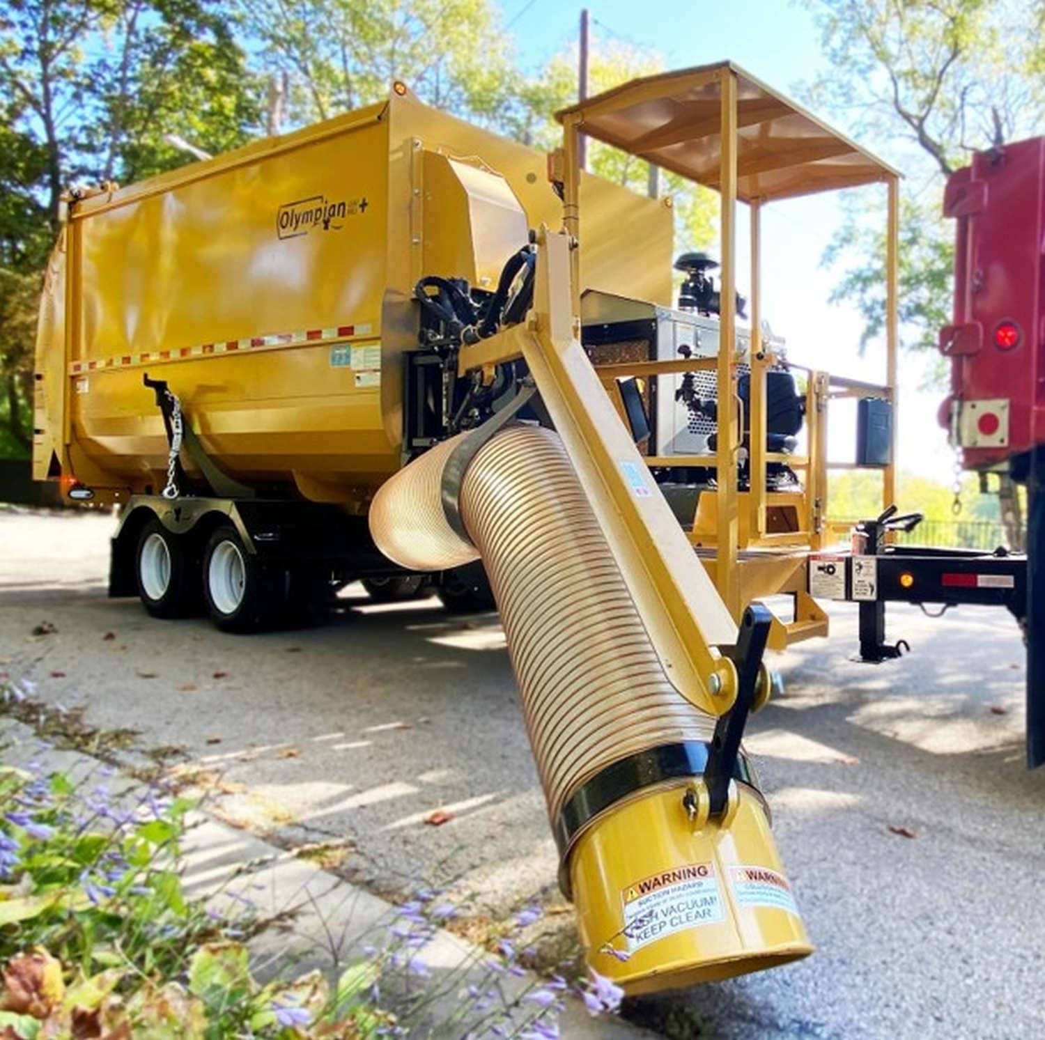 leaves neatly piled at curb