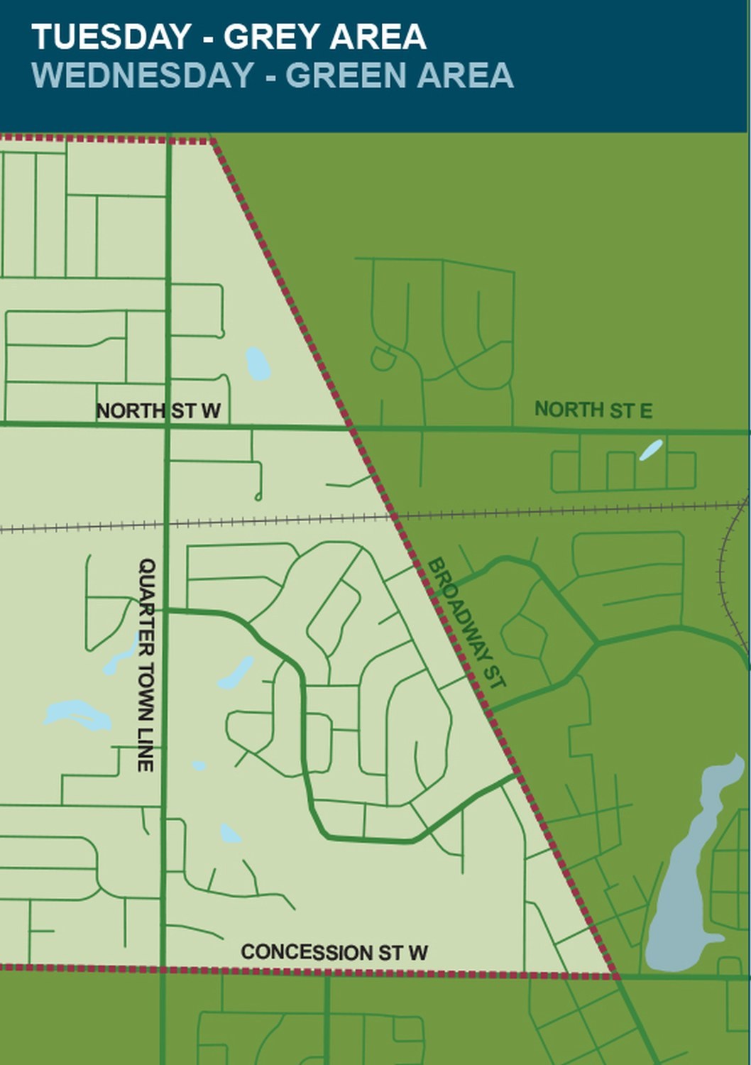 Map showing Tillsonburg garbage collection zone